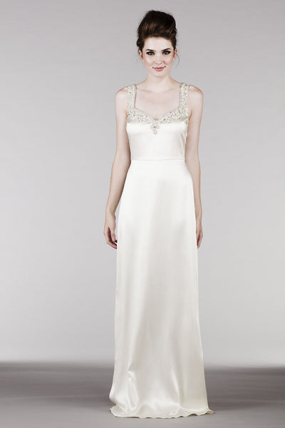 CR6732- Beaded Silk Satin Shift Wedding Dress from Saja Wedding CR6732- Beaded Silk Satin Shift Wedding Dress from Saja Wedding
