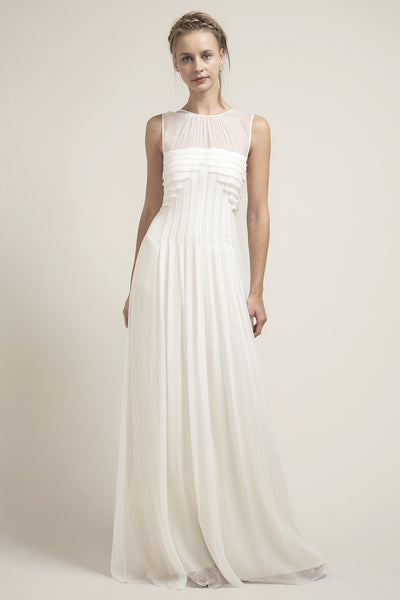 HB6899 Art Deco Inspired Pleated Silk Chiffon Wedding Dress Saja Wedding HB6899 Art Deco Inspired Pleated Silk Chiffon Wedding Dress Saja Wedding