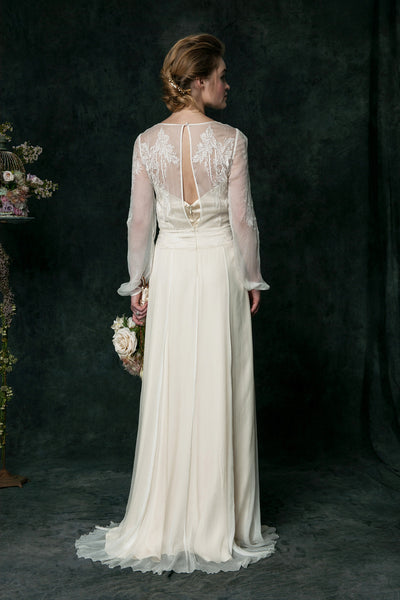 VT6310 Long Sleeve Edwardian Inspired Wedding Dress