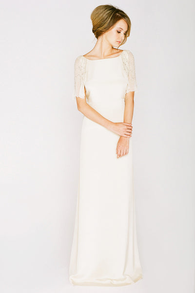 CR6380 Elegant Cream Wedding Dress, Resonating Old Hollywood Glamour