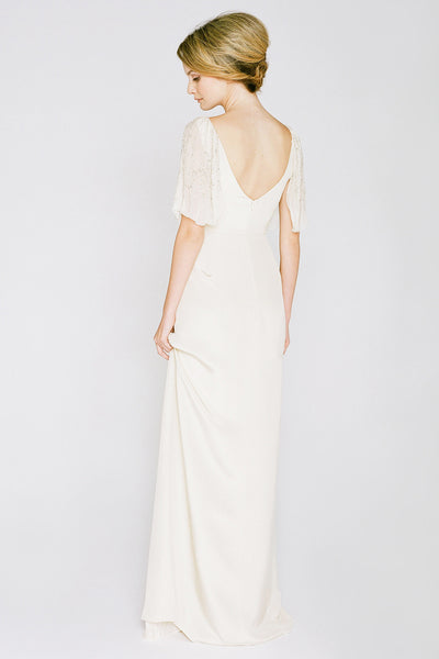 CR6380 Elegant Cream Wedding Dress, Resonating Old Hollywood Glamour
