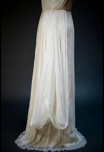 ON6150 Ethereal Sheer V-neck Trained Wedding Dress
