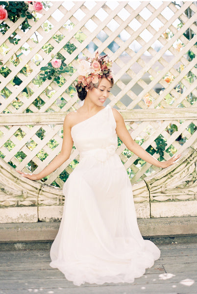 HB6225 Grecian One Shoulder Wedding Dress – Saja Wedding HB6225 Grecian One Shoulder Wedding Dress – Saja Wedding
